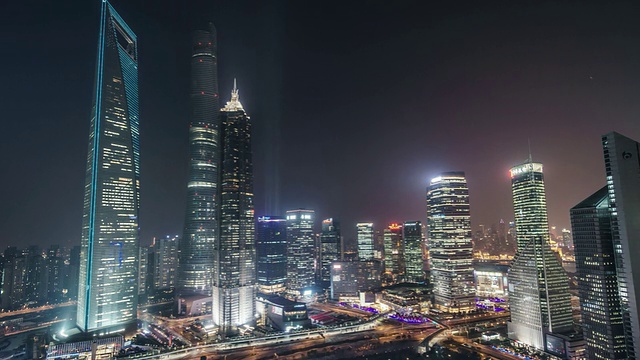 T/L WS HA Shanghai Skyline Day to Night Transition /上海，中国视频素材