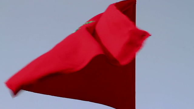 摩洛哥国旗在风中飘扬视频下载
