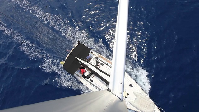 桅杆顶上的帆船视频素材