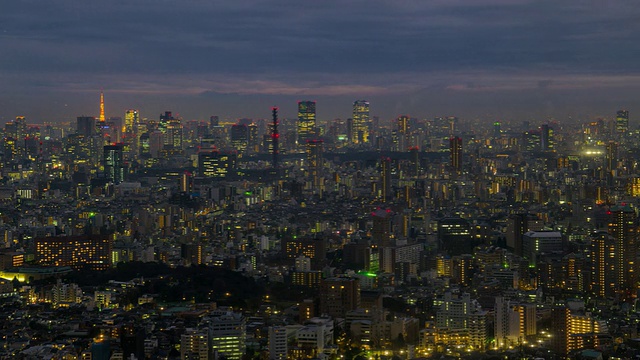 电汇，东京夜景天际线。视频素材