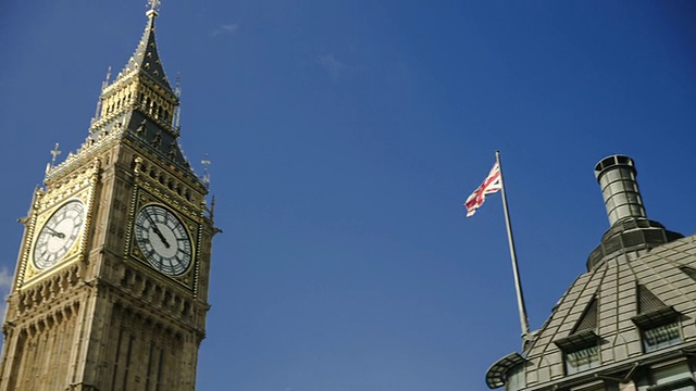 潘女士，大本钟和英国国旗，伦敦视频素材