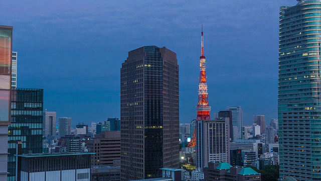 天际线日落时光流逝东京塔视频素材