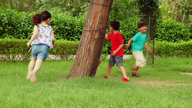 一群孩子在德里的公园里玩耍。印度视频下载