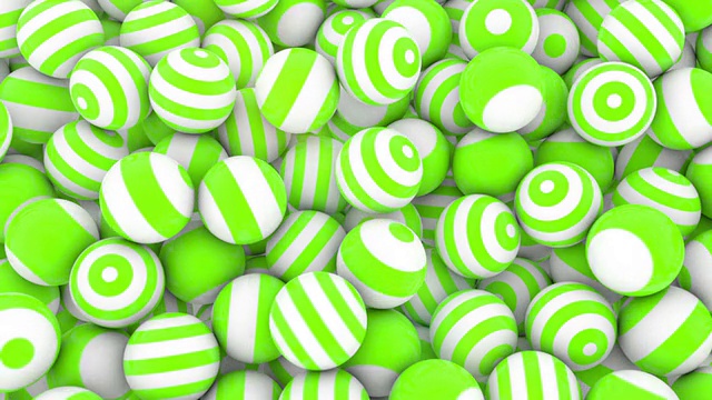 条纹绿色和白色球体- 4个视频在1视频下载