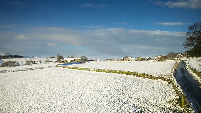 英国约克郡下雪的乡村- T/L视频素材