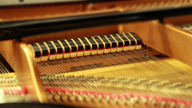 一个古典钢琴内部的特写镜头，因为它正在演奏。视频下载