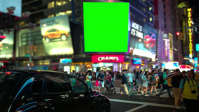 时代广场的绿屏色键人群视频下载