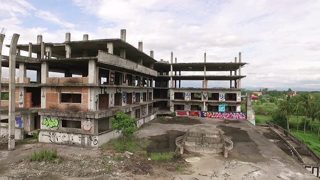 废弃建筑鸟瞰图视频素材