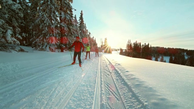 TS SLO MO的人享受在越野滑雪轨道上视频素材