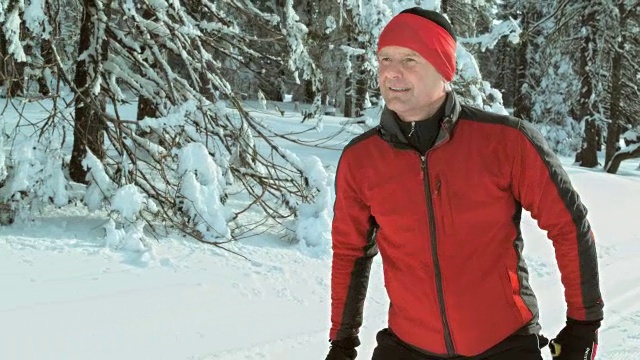 tsslo MO男子越野滑雪在大自然中视频素材