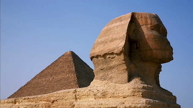 埃及开罗吉萨金字塔前的狮身人面像视频下载