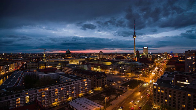 柏林城市景观在黄昏视频下载