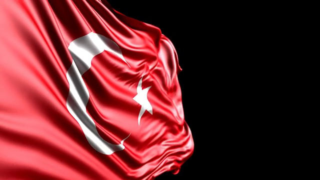 土耳其国旗高清，PAL, NTSC, alpha包括，循环视频素材