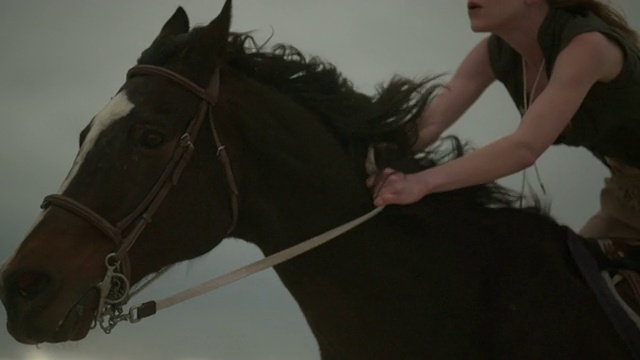 (慢镜头)迷人的女人骑马07视频素材