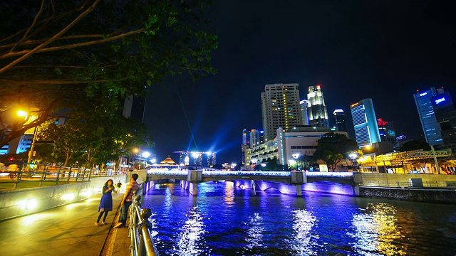 时光流逝的新加坡全景。视频素材