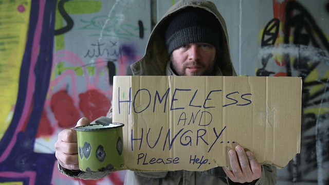 HD DOLLY:无家可归的人要求改变视频素材