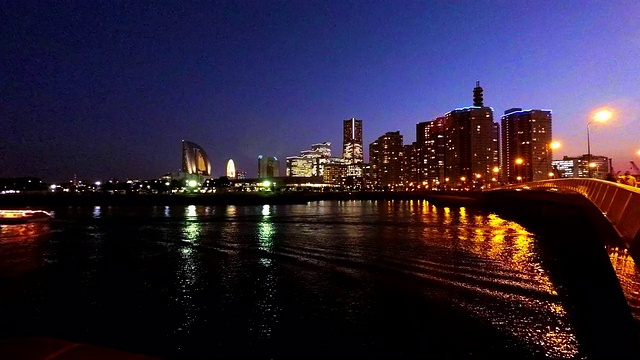 横滨夜间- 4k -视频素材