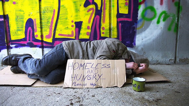 高清多莉:无家可归的人睡在地下通道视频下载