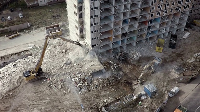 建筑物拆除航拍视频素材