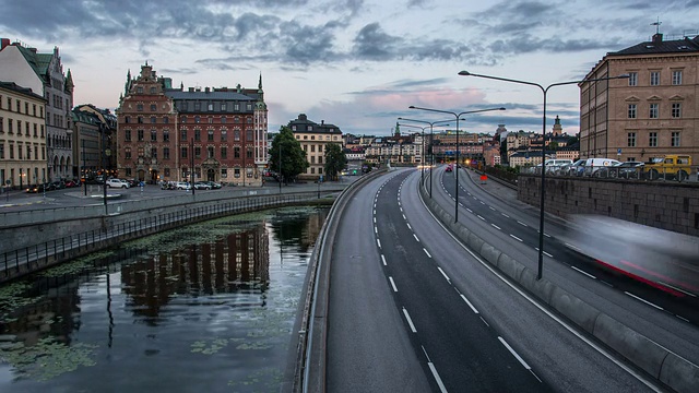 高清延时:斯德哥尔摩中心大桥视频素材