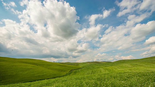 T/L 8K云景在绿色的田野视频素材