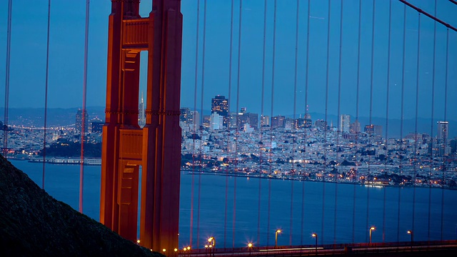 旧金山和金门大桥之夜，4K。视频素材