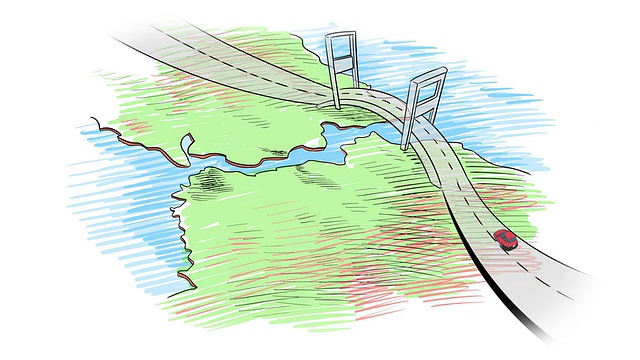 桥上的汽车-手绘视频素材