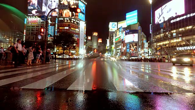 东京涩谷夜车- 4k -视频素材