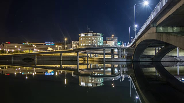 高清时间流逝:城市水道桥倾斜视频素材