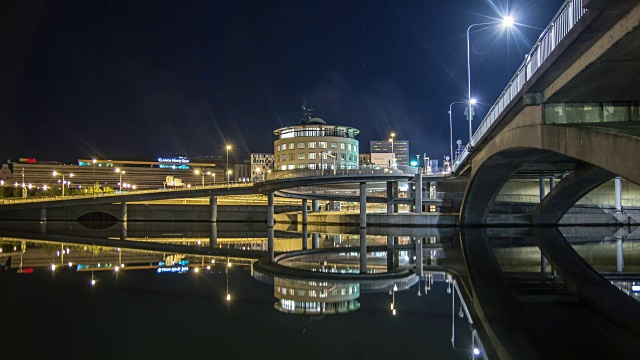 高清时间流逝:城市水道大桥视频素材