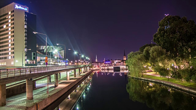 高清时间流逝:斯德哥尔摩城市大桥视频素材
