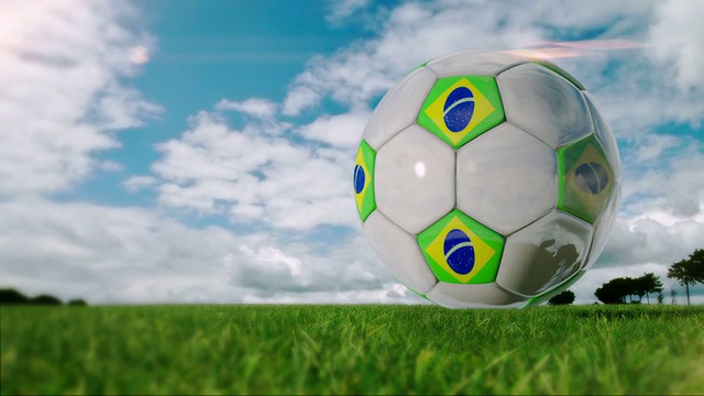 带有巴西国旗的足球-可循环视频素材