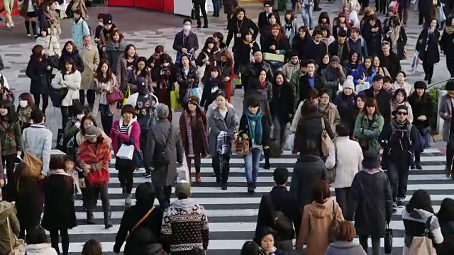 东京，购物者穿过人行横道视频素材