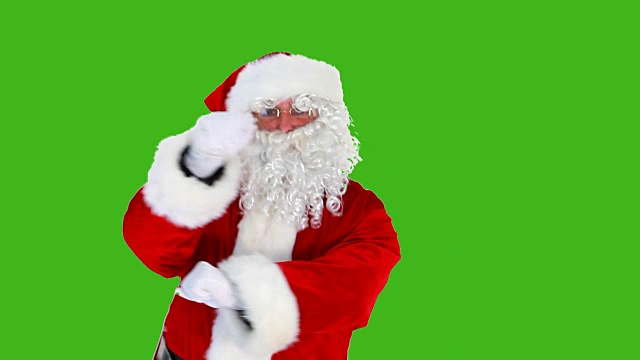 圣诞老人跳舞干净的绿色屏幕环视频下载