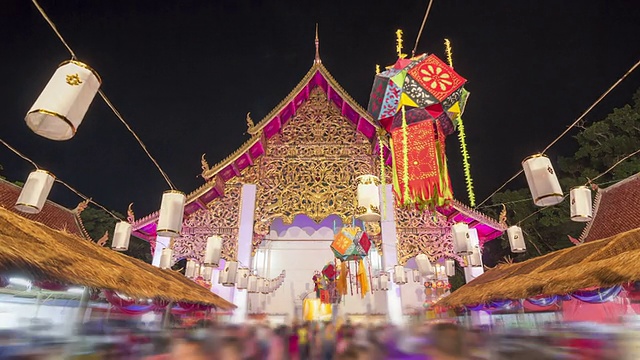 佛教节在Wat Si khon Kham Temple,Hyperlapse视频下载