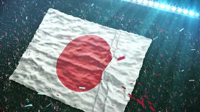 体育场的日本国旗视频素材