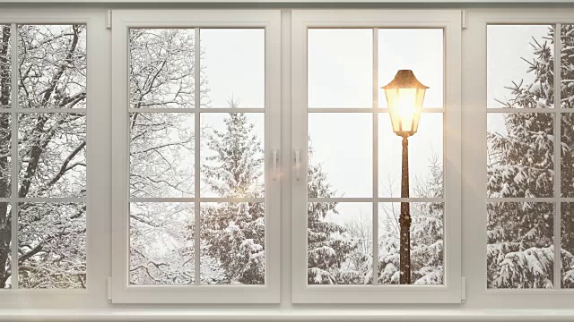 Window后的冬季景观视频下载