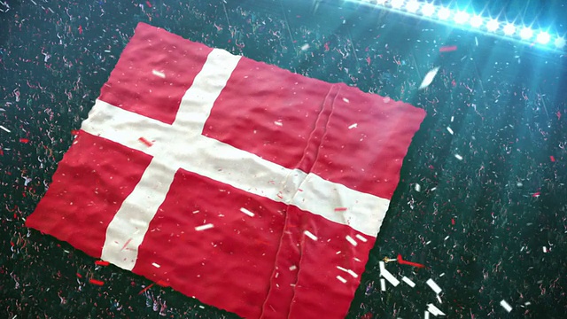 丹麦国旗在体育场视频素材