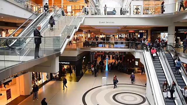 伊顿中心购物中心一般观点在一个正常的工作日视频下载