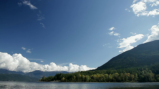 大自然中被群山环绕的湖视频素材