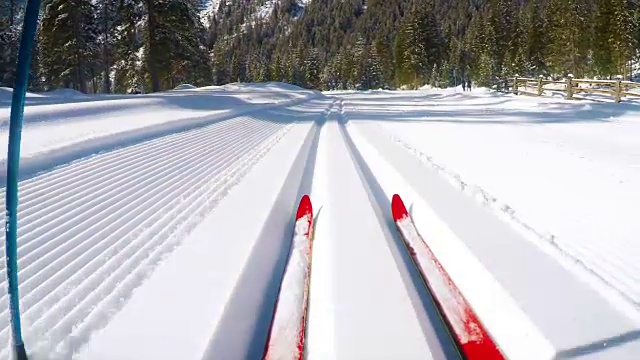 HD-Motion效果:越野滑雪动作的宽镜头视频素材