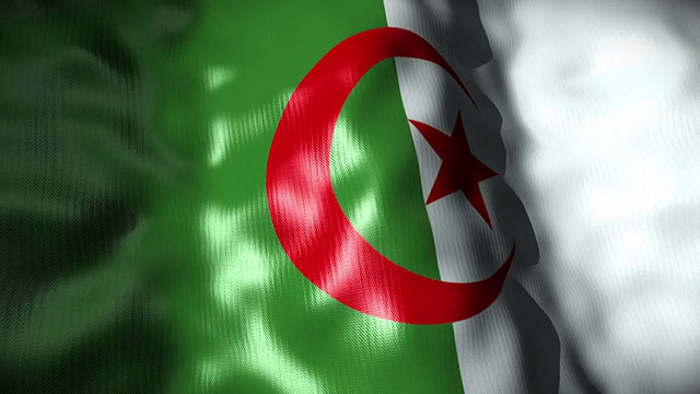 阿尔及利亚国旗飘扬，盘旋视频下载