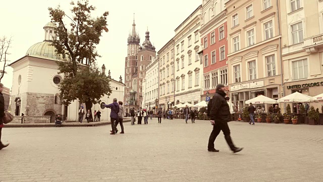 克拉科夫的Rynek发光广场视频素材