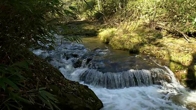 瀑布攀登鲑鱼金科玛乃瀑布科科玛乃河鸟瞰视频素材