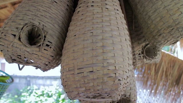 竹制的鱼笼，摄影视频下载