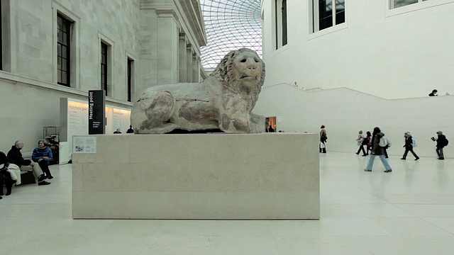 狮子雕塑，大英博物馆视频素材