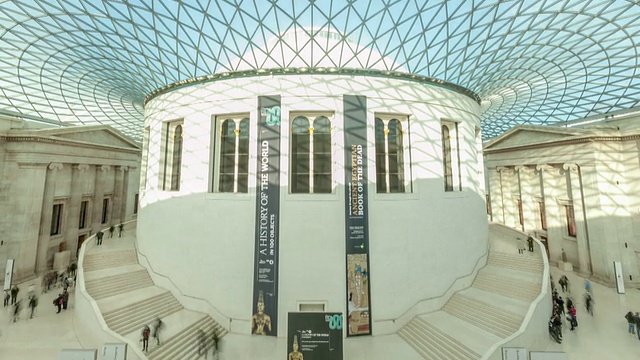 大英博物馆大厅延时垂直平底锅视频下载