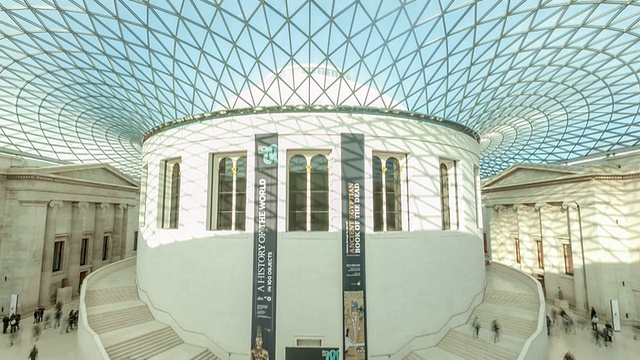 大英博物馆大厅延时垂直平底锅视频素材