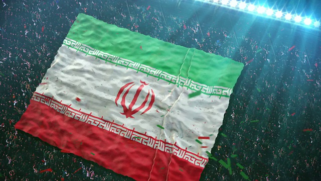 体育场有伊朗国旗视频素材
