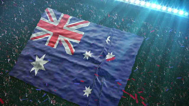 在体育场的澳大利亚国旗视频素材
